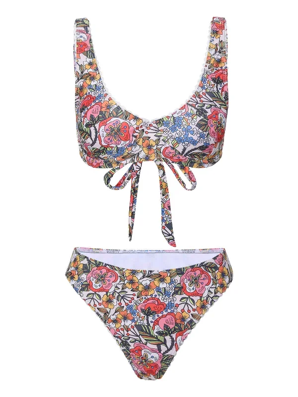 1940s Hippie Floral Wide Strap Swimsuit