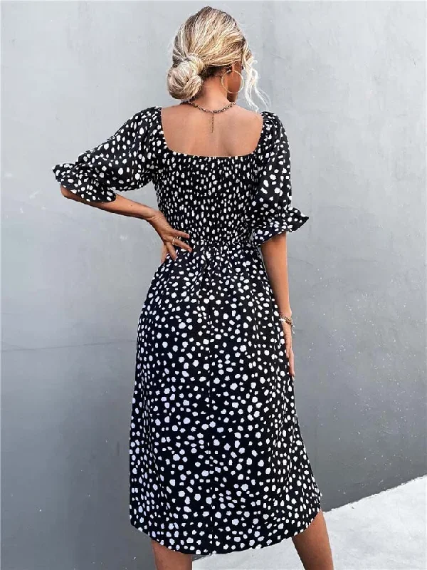 2022-summer-puff-sleeve-maxi-dress-women-dot-long-party-dress-ladies-off-shoulder-vintage-elegant-dress-for-women-black