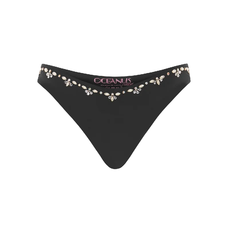 Aaliyah Hand Embroidered Black Bikini Bottom