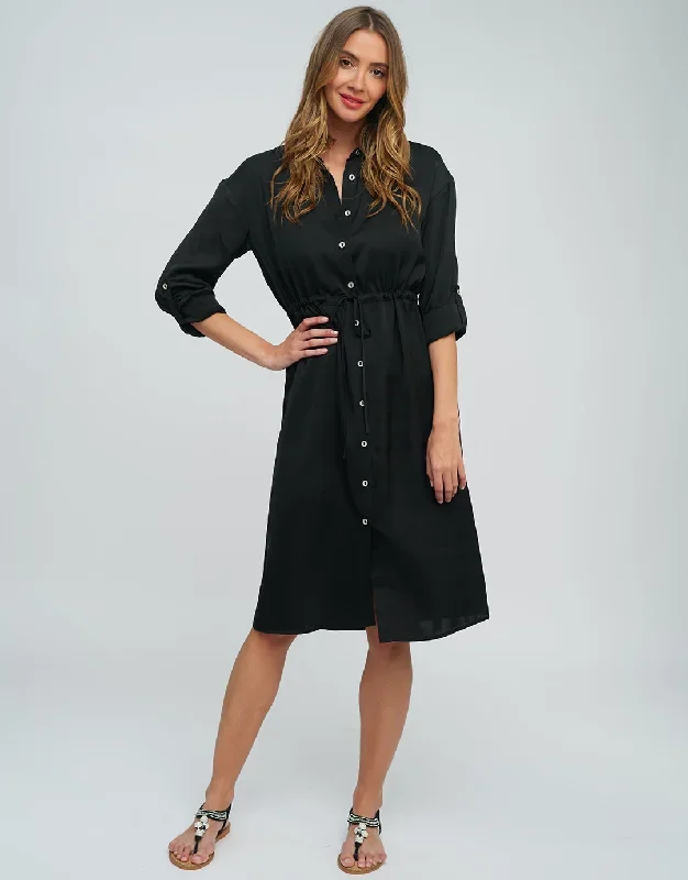 Alora Shirt Dress - Black