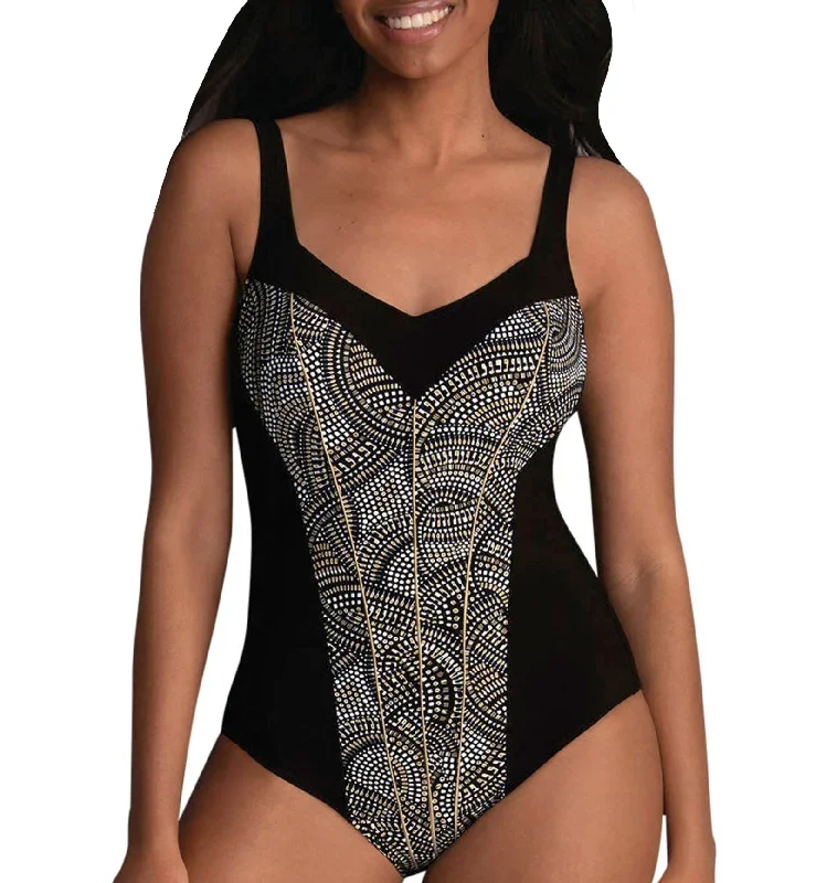 Anita Amber Glow Teresa Slimming Support One Piece Swimsuit (7372)- Black/Gold