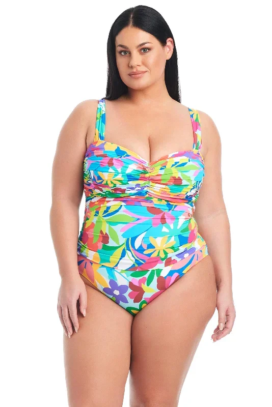 Away We Go! Shirred  Plus Size Women's One-Piece Swimsuit