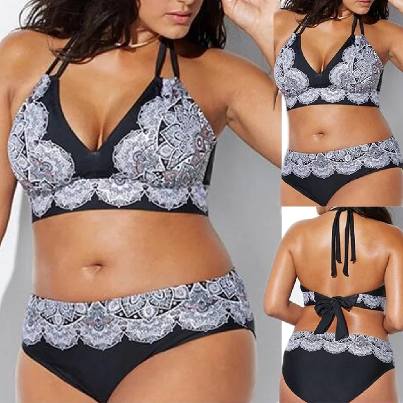 Bandage Two Piece Padded Plus Size Bikini