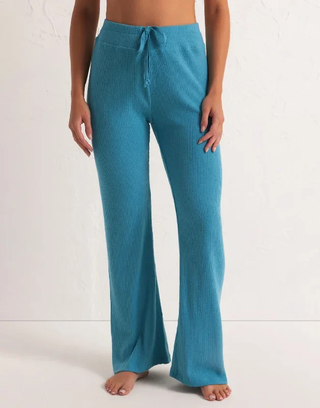 Beach Walk Rib Flare Pant by Z Supply - Bermuda Blue