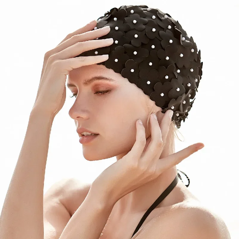 blooming-pearl-flowers-black-swimming-cap