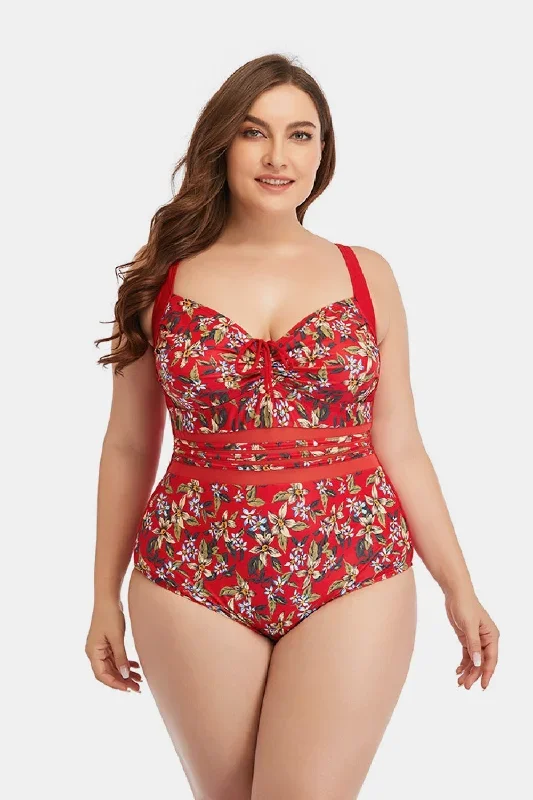 Courtney Floral Drawstring Detail One-Piece Swimsuit