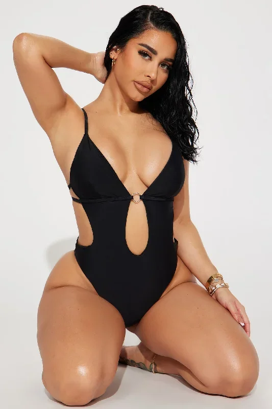 Crystal Strappy 1 Piece Swimsuit - Black