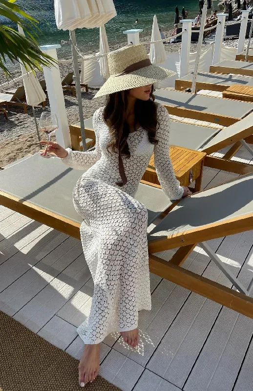 Embrace It All Long Sleeve Maxi Dress Off White