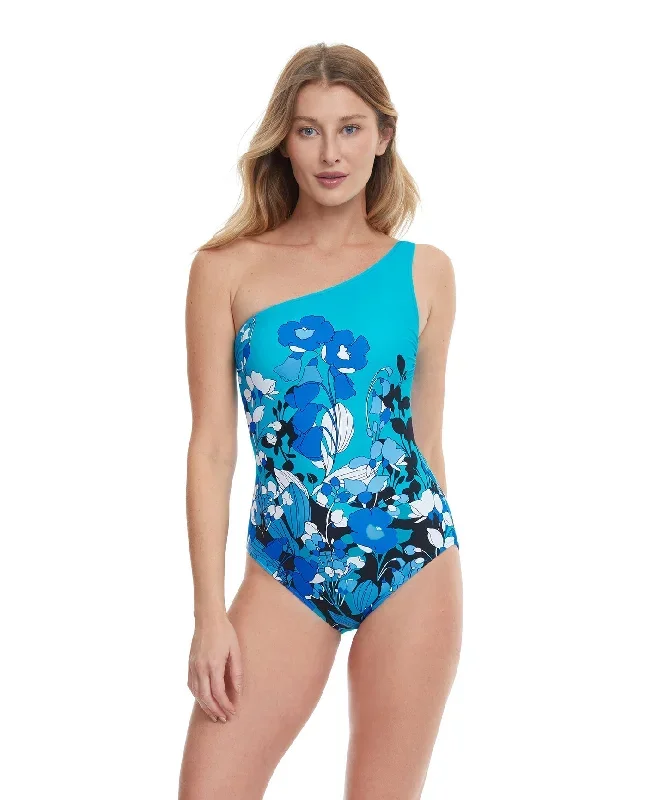 Gottex Floral Art One Shoulder One Piece Swimsuit