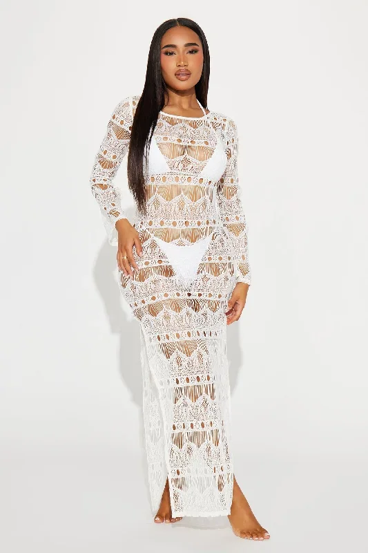 Grecian Goddess Lace Cover Up Maxi Dress - White