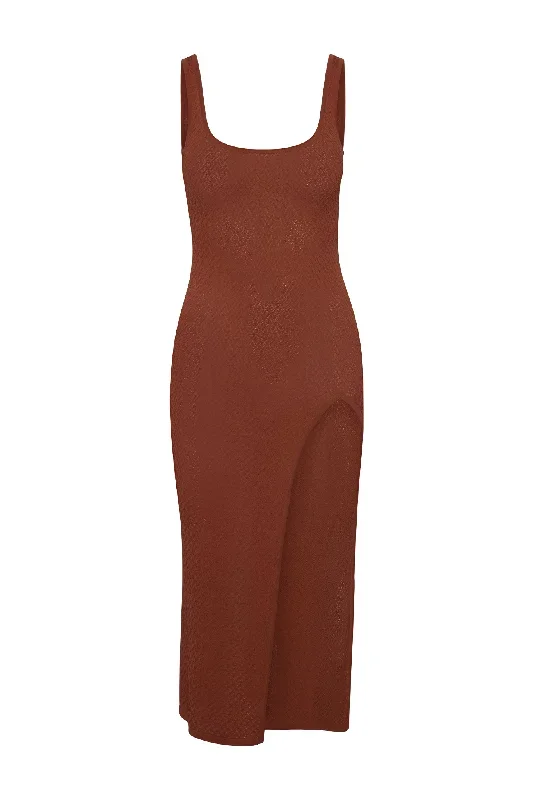 Honolulu Dress - Copper Hatch Jacquard