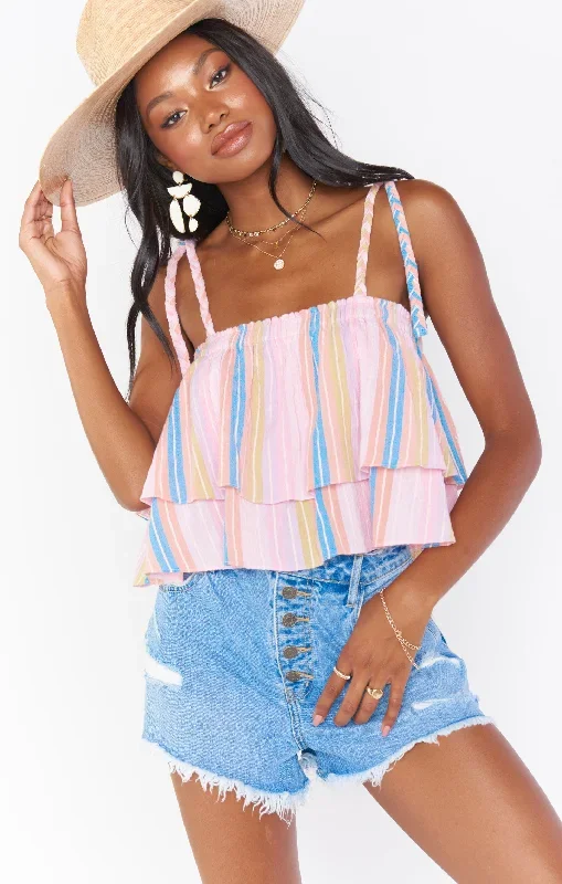 Klum Ruffle Top ~ Paradise Stripe