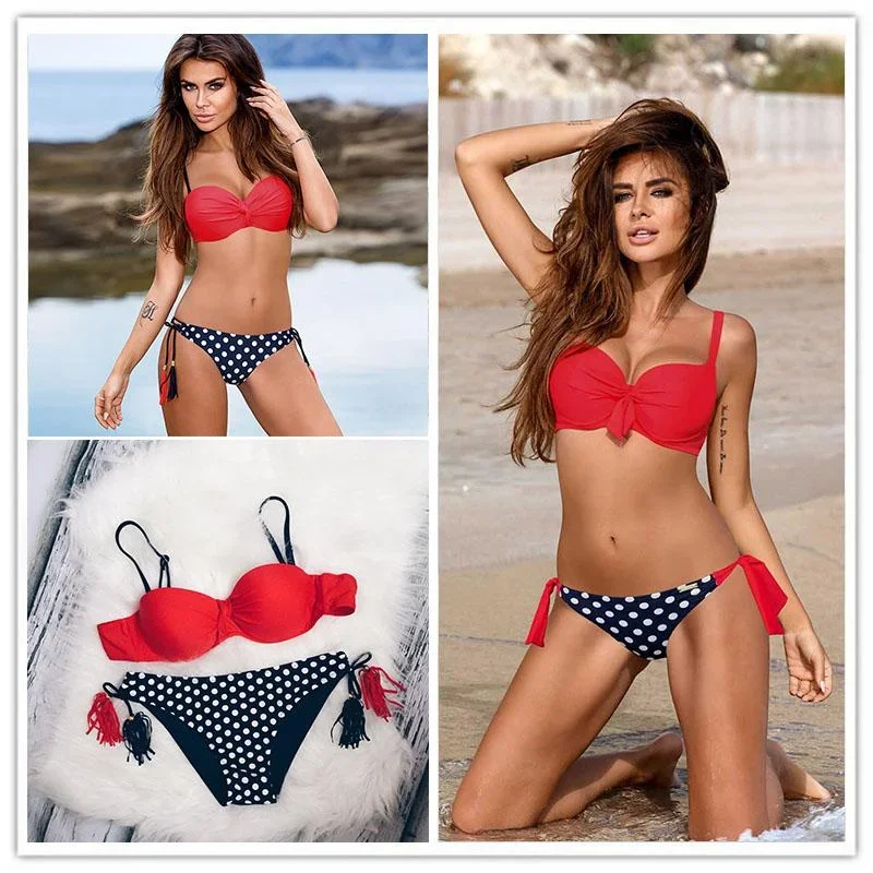 Low Waisted Halter Top Push Up Bikini Set Plus Size