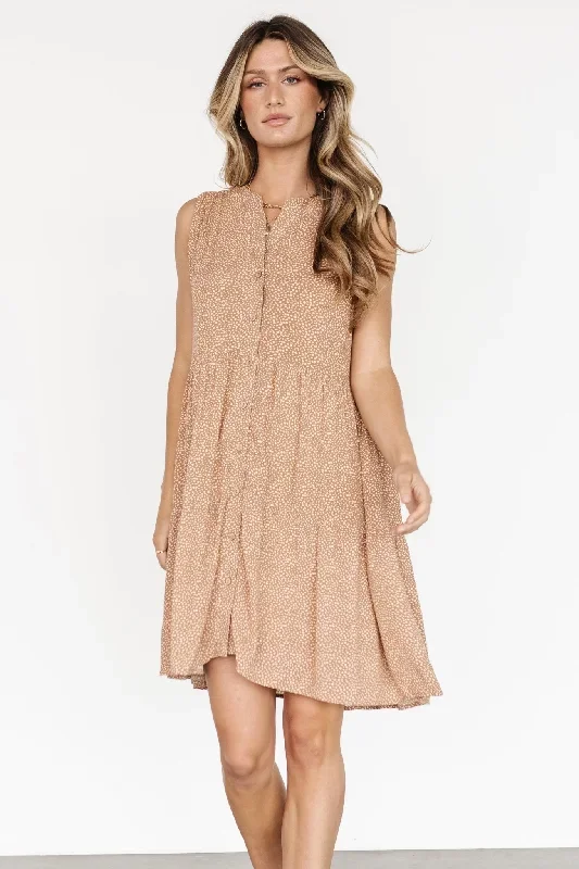 Malone Button Down Short Dress | Camel