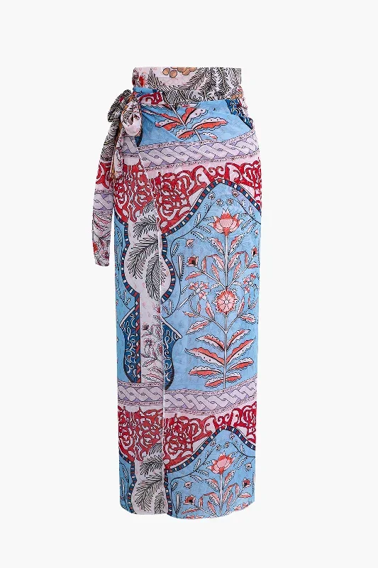 Floral Print Wrap Knot Cover Up