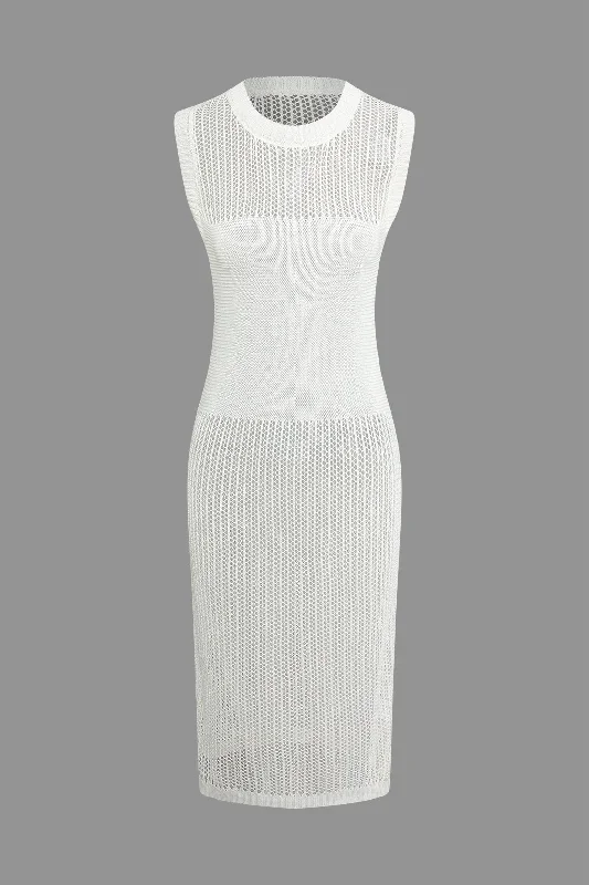 Crochet Hollow Out Slit Dress Cover Up