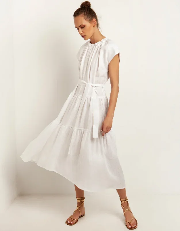 Minimal Midi Dress - White