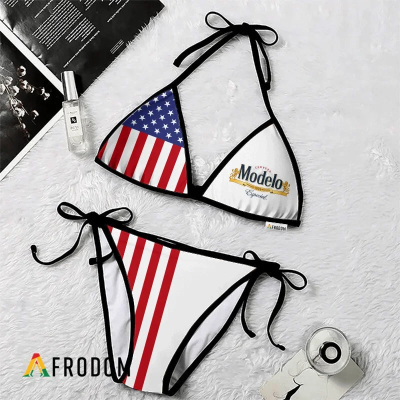 Modelo Negra USA Flag Fourth Of July Bikini Set Swimsuit Beach