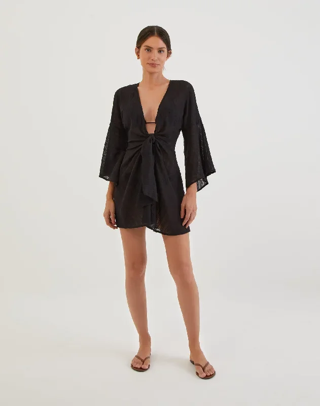 Perola Short Caftan - Black