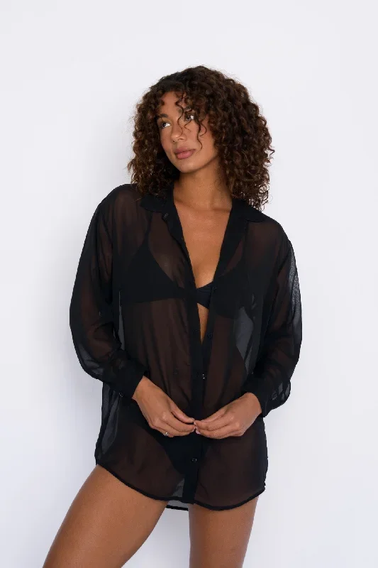 Phoenix Button Down Chiffon - Black