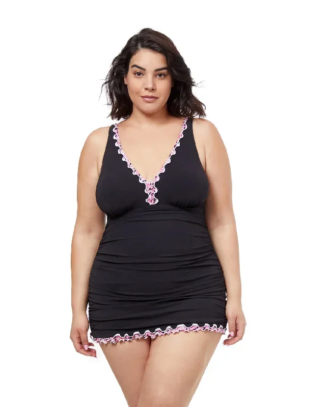 Profile By Gottex Pretty Wild Plus Size V-Neck Swimdress