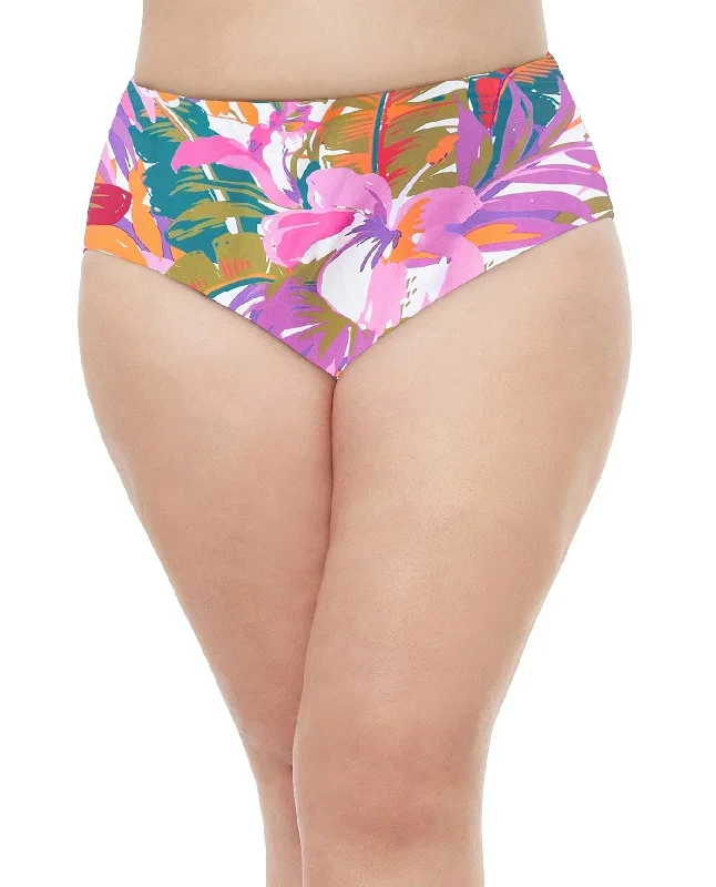 Profile By Gottex Tropikaia Plus Size Side Shirred High Waist Tankini Bottom