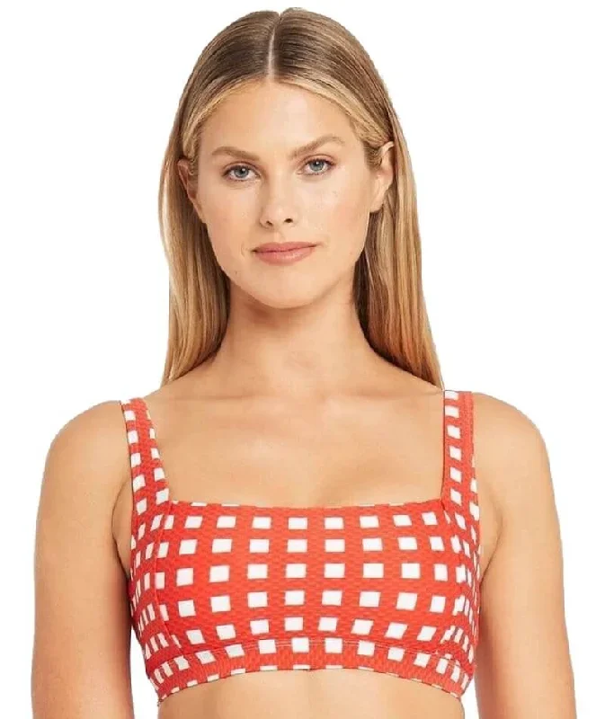 Sea Level Le Damier Square Neck Bikini Top - Orange