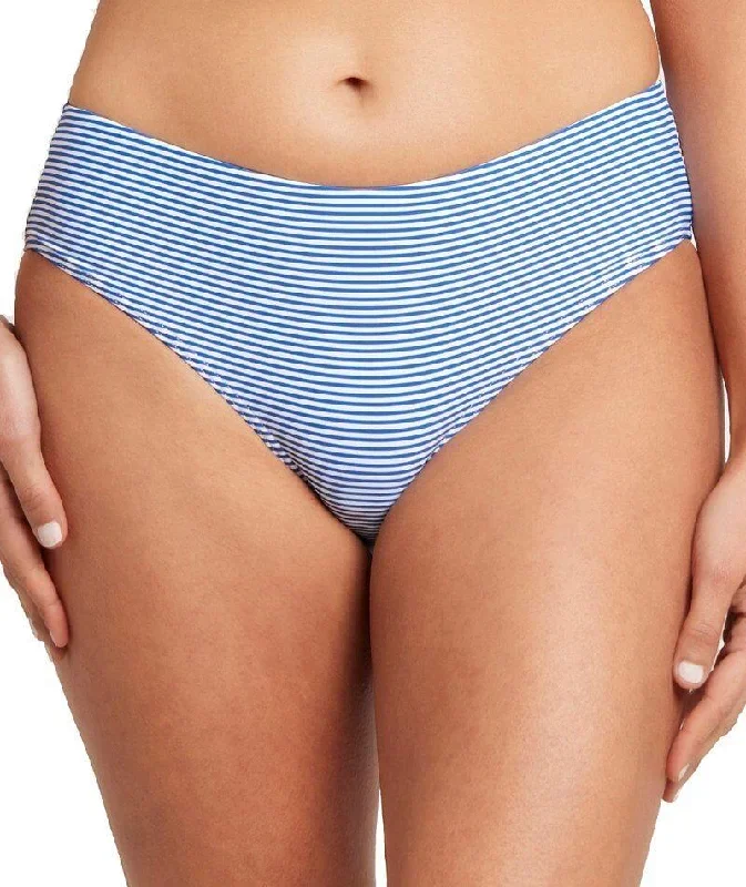 Sea Level Positano Stripe Mid Bikini Brief - Azure