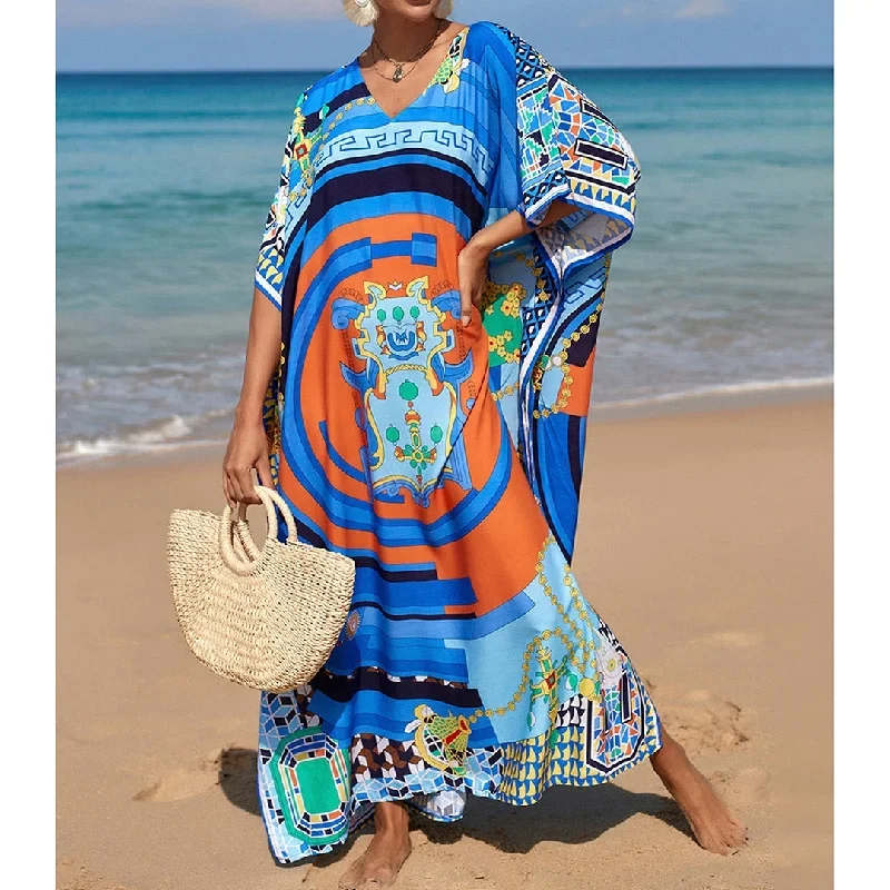 Sunset and Swim Colorful Bohemian Bathing Suit Coverup Kaftan