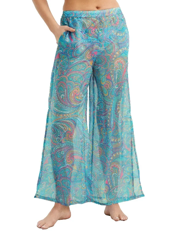 Sunsets Women's Paisley Pop Breezy Beach Pants Cover-Up