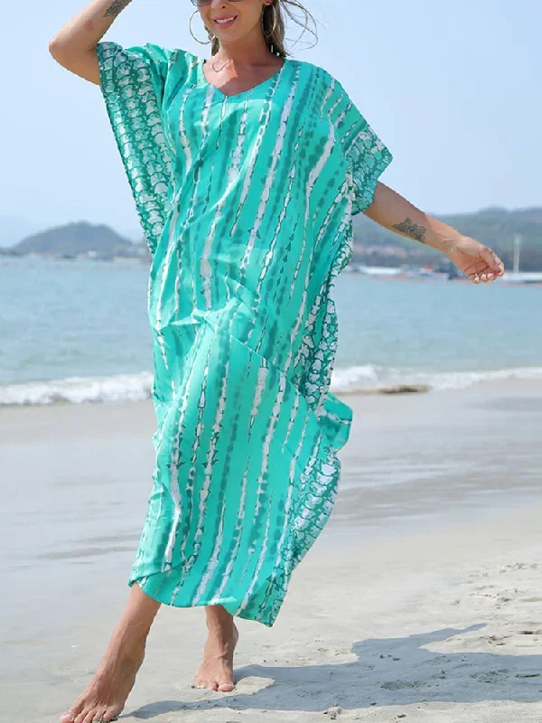 women-print-beach-kaftan-dress-short-sleeve-plus-size-bathing-suit-cover-ups