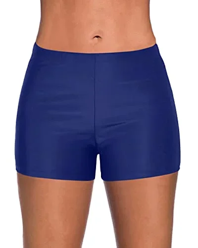 Tankini Bottoms Built-In Board Shorts For Women-Blue