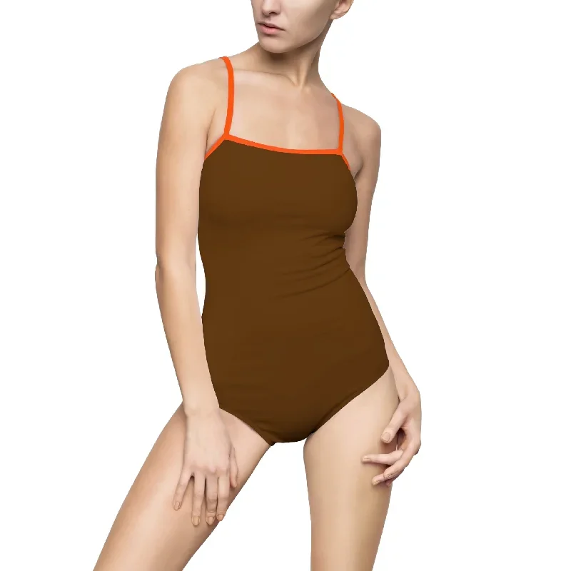 Women's One-piece Swimsuit brown.