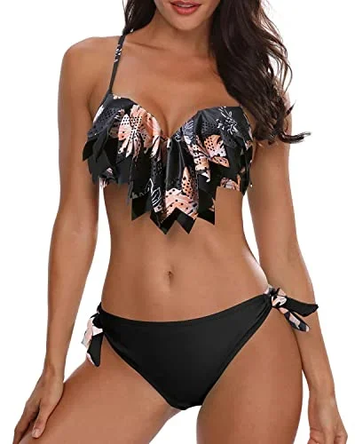 Women's Two Piece Push Up Bikini Sets Ruffle Bikini Top and Bottom